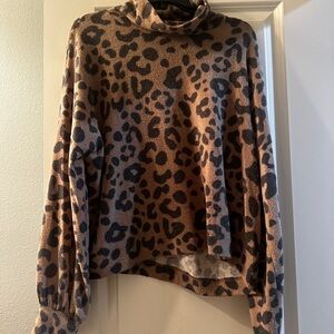 Carly Jean Los Angeles Leopard Print Turtleneck Sweater